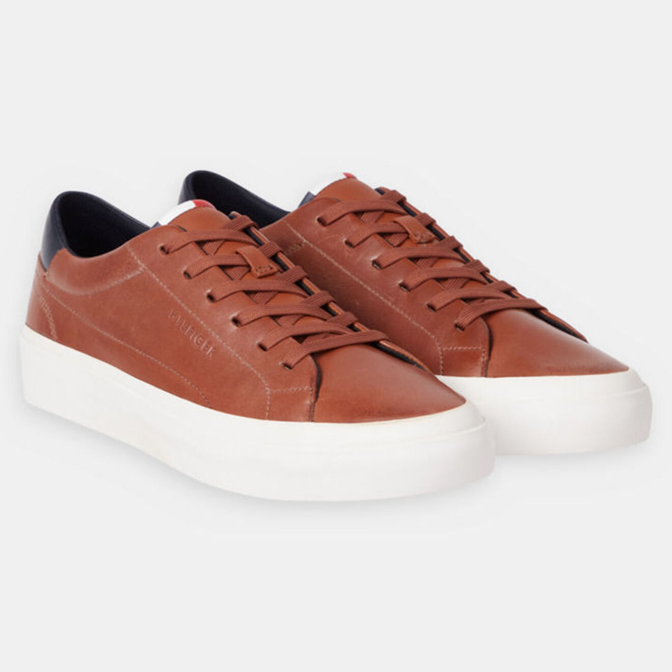 Tommy Hilfiger Baskets en Cuir Vulc Prem cognac