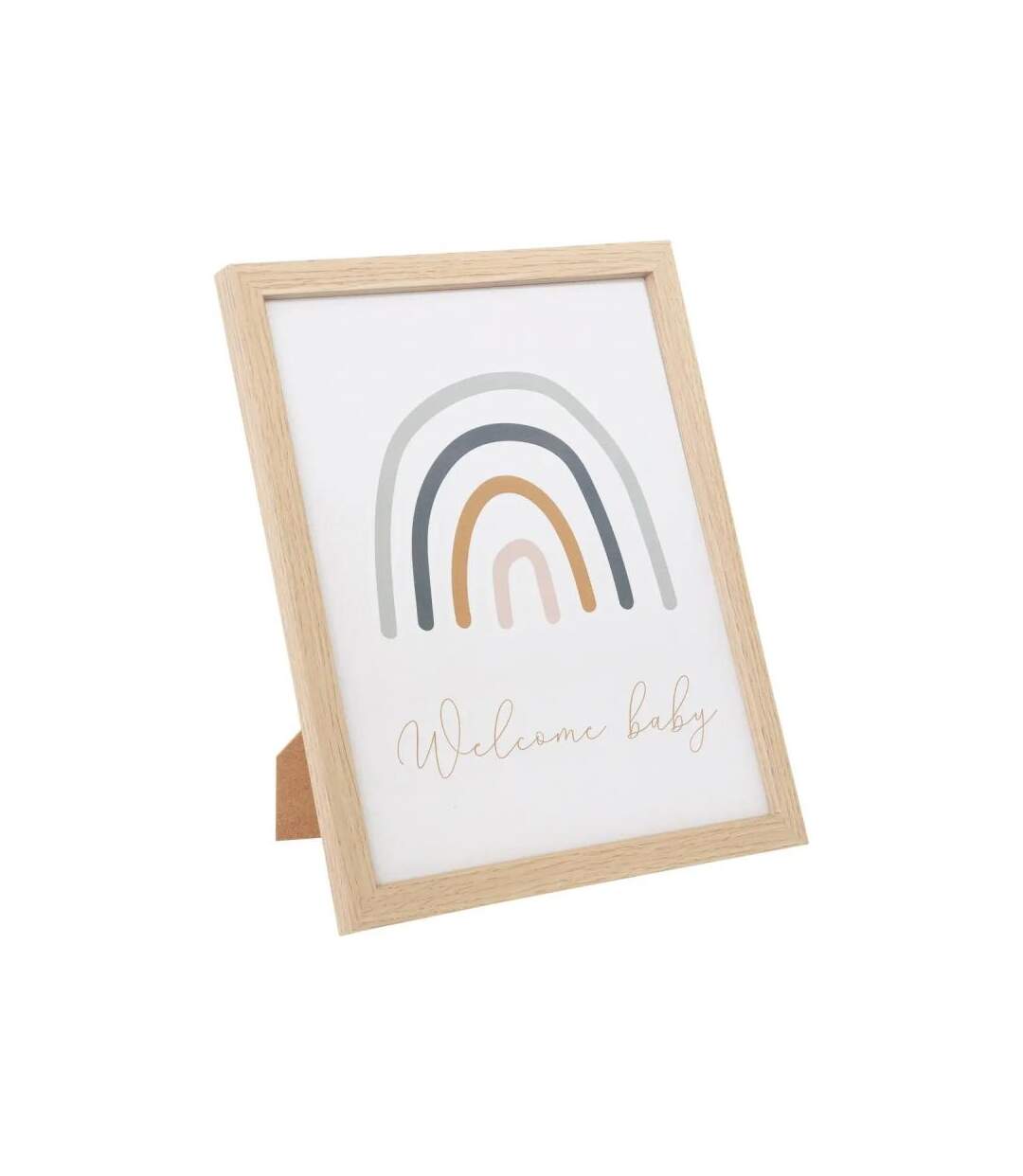 Lot de 3 Cadres Photos Bébé 40cm Beige & Blanc