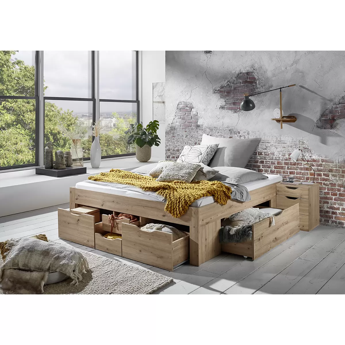 Stauraumbett Noah 180x200 Artisan Eiche