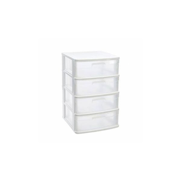 Bloco 4 Gavetas Plástico Sena 40x39x65cm Branco - 6881123501