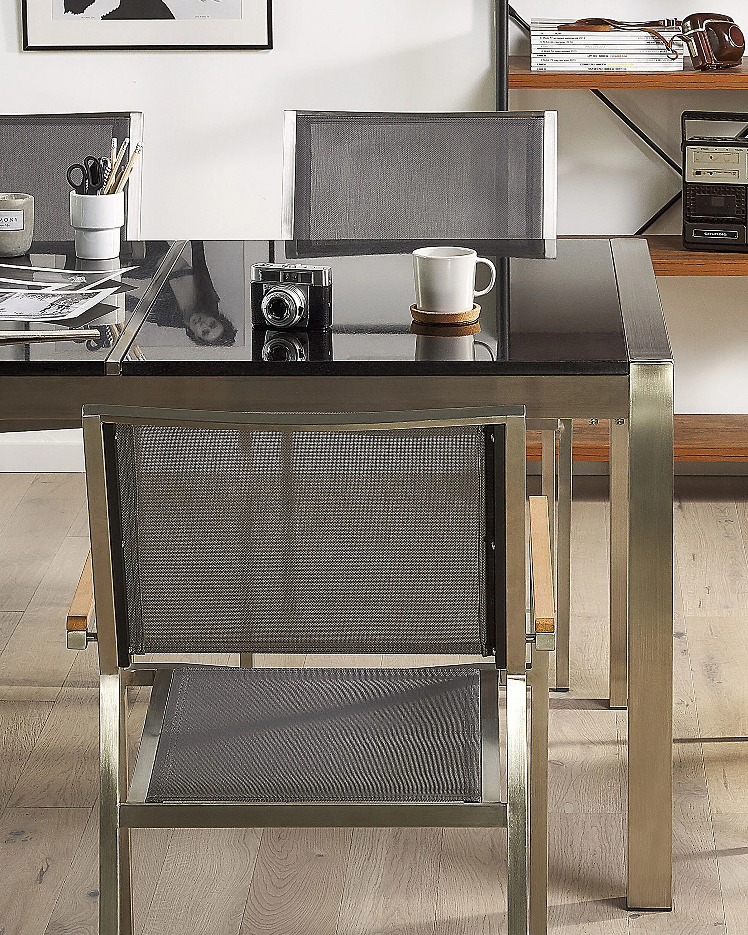 Set van 4 tuinstoelen GROSSETO Roestvrij staal Grijs