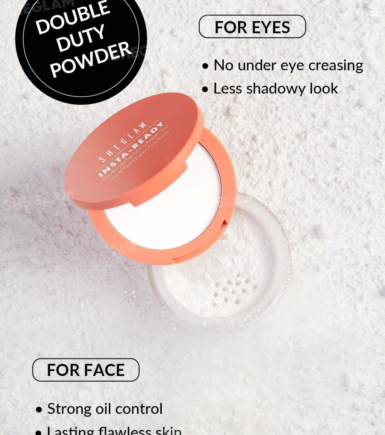 SHEGLAM - Pó fixador para rosto e contorno Insta-Ready - Translucent