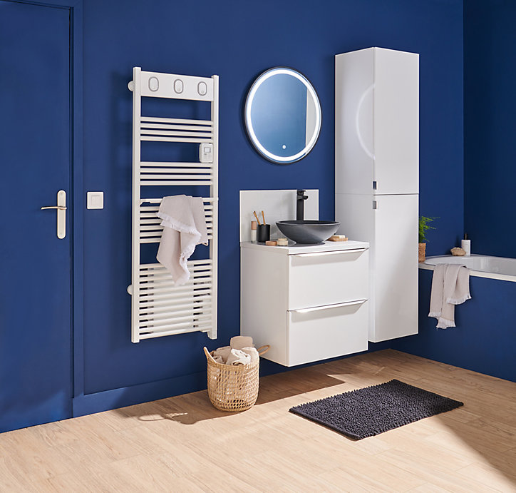 Vasque à poser ronde pierre naturelle noire GoodHome Tumen