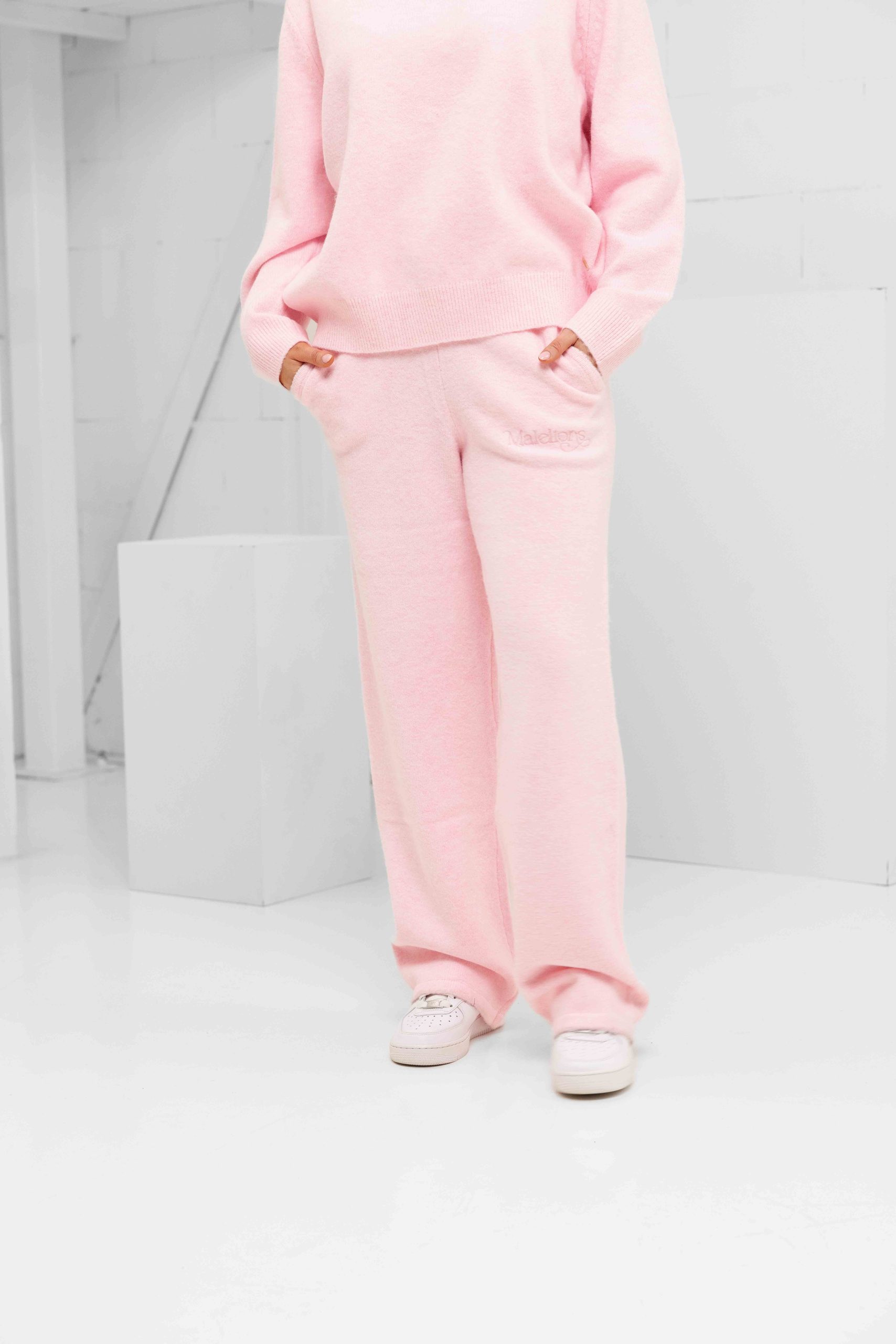 Malelions Oversized Knitted Trainingspak Dames Roze