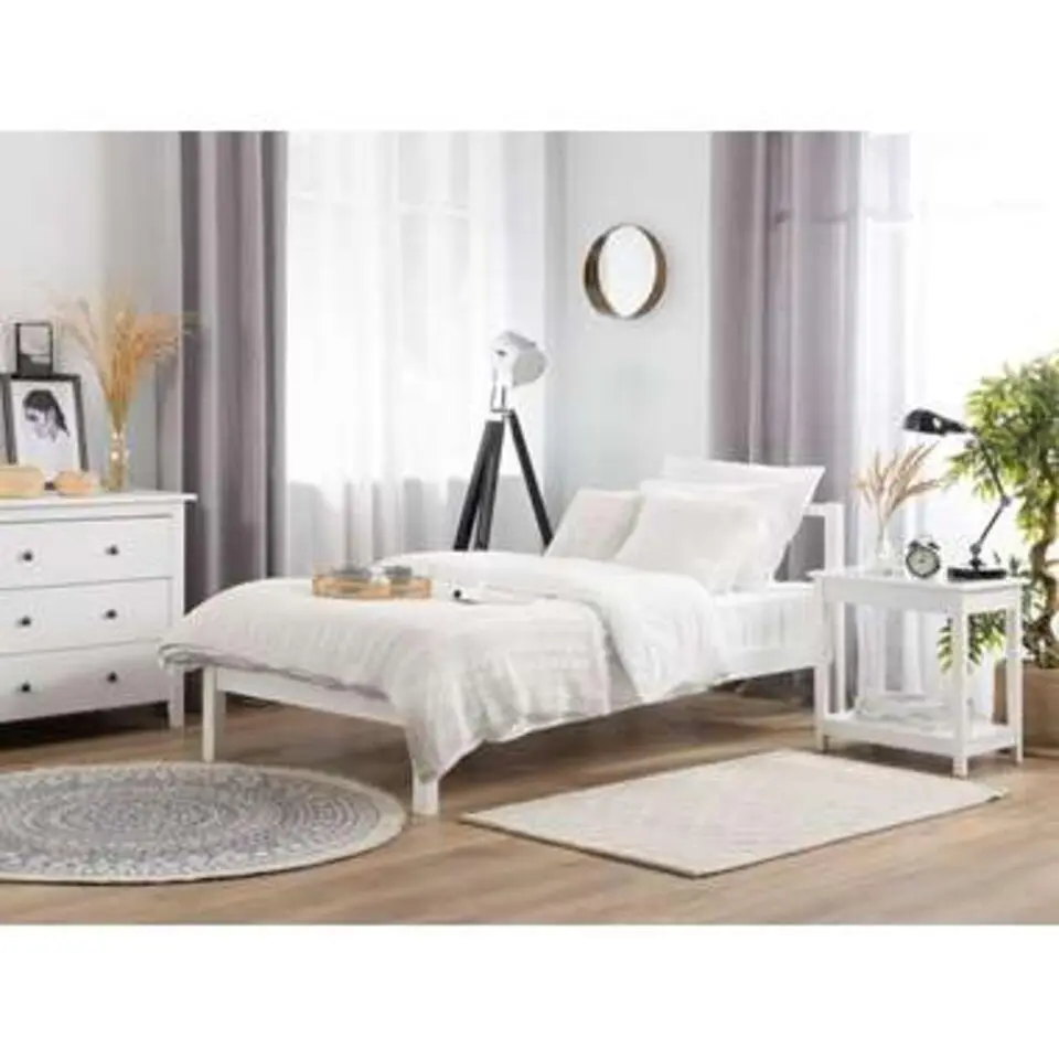 VANNES - Eenpersoonsbed - Wit - 90 x 200 cm - Dennenhout