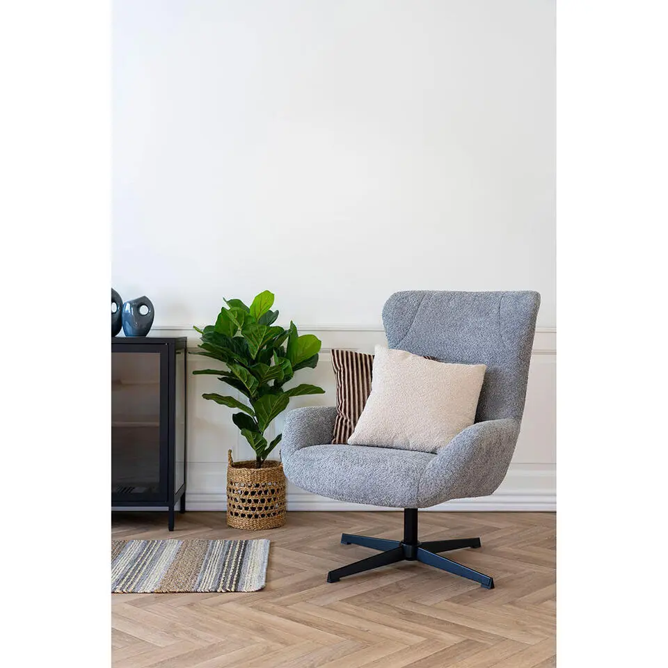 Fauteuil Draaibaar - Donkergrijs Stof - 89x80x101cm - Bescia