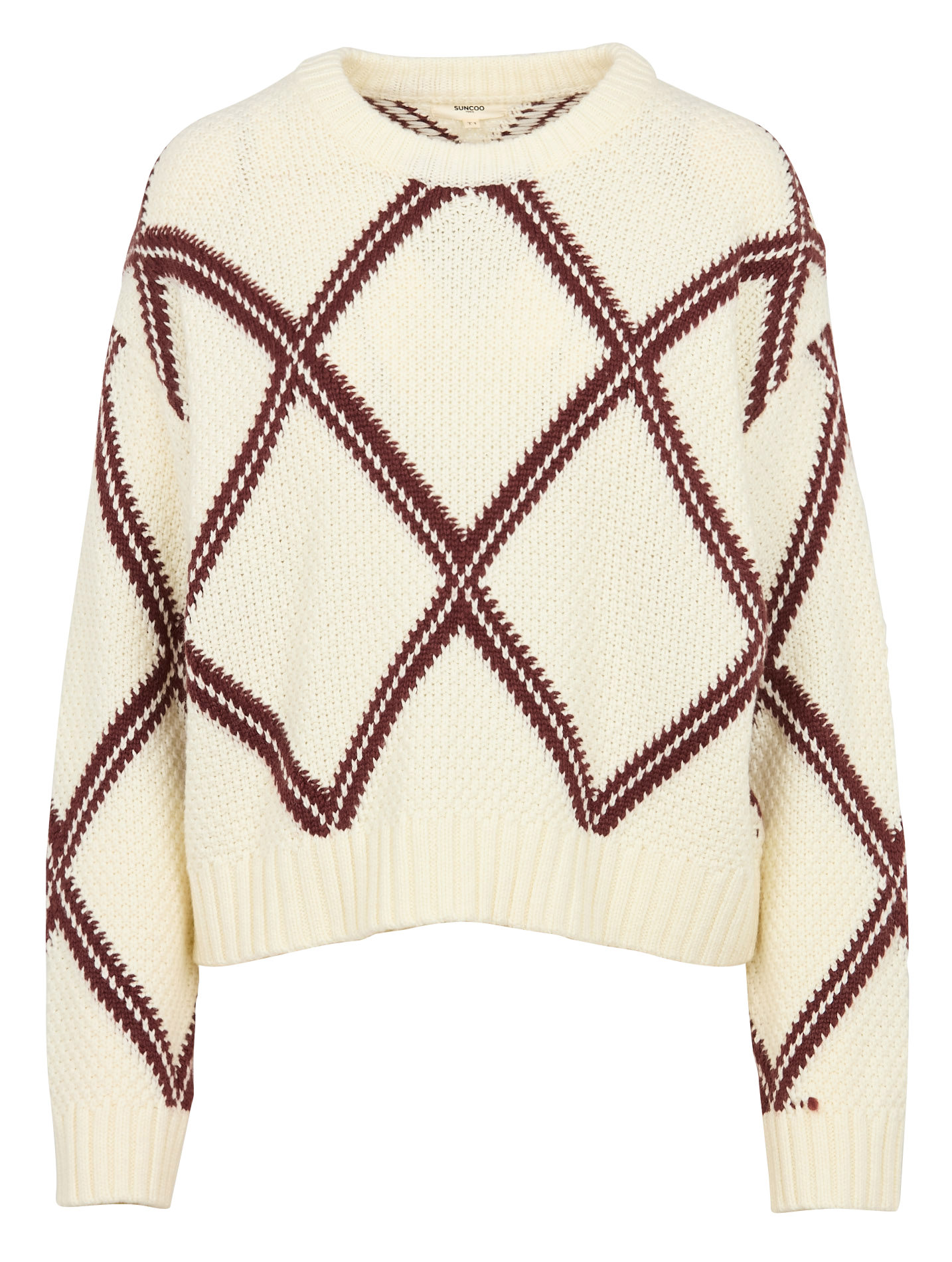 PRECHA - Pull ample col rond en maille | Blanc
