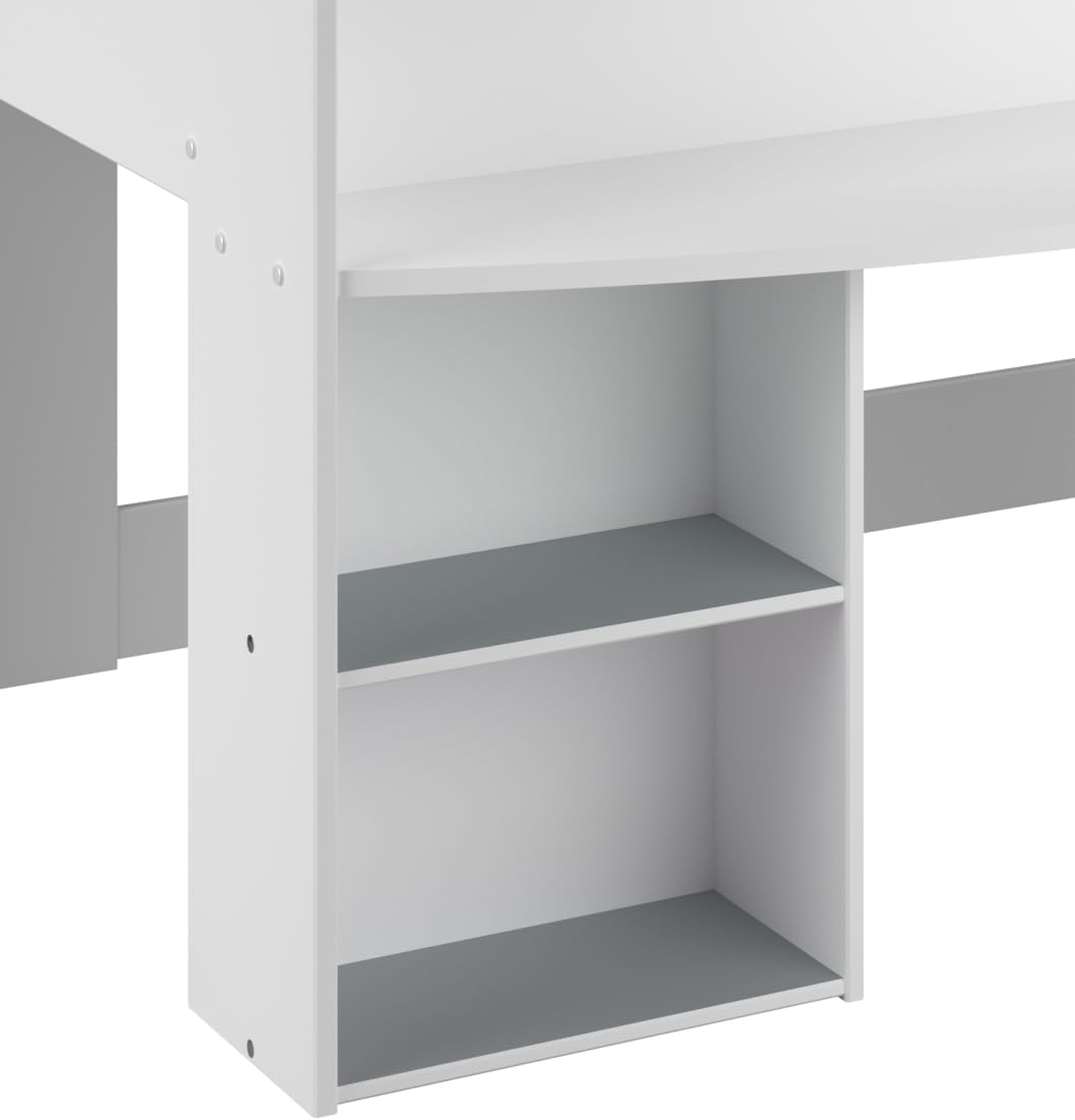 Parisot Jugendzimmer Pirouette 13 3teilig Weiß und Rosa/Kieselgrau mit Kleiderschrank, Hochbett und Schreibtisch…
