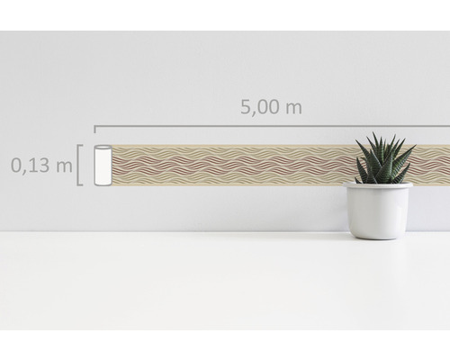 Zelfklevende rand 3841-33 Alleen Rand Golven beige bruin 5 m x 13 cm