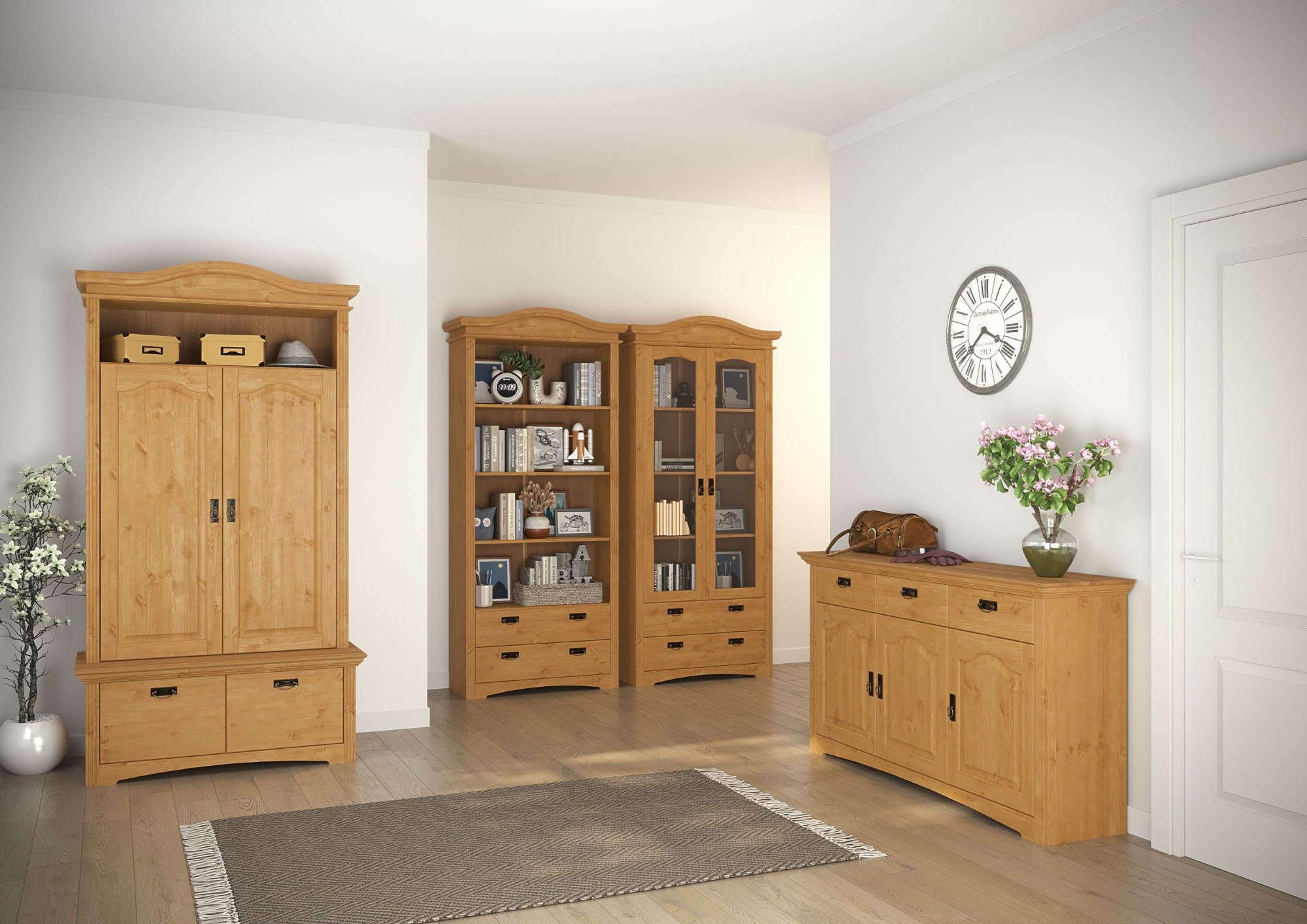 Home affaire Regal »Konrad, Standregal, Bücherregal, Stauraum« aus massiver Kiefer, Breite 94 cm, Höhe 208 cm, mit Schubladen, FSC®
