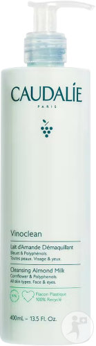 Caudalie Vinoclean Lait D'Amande Démaquillant Visage Et Yeux Toutes Peaux Flacon Pompe 400ml