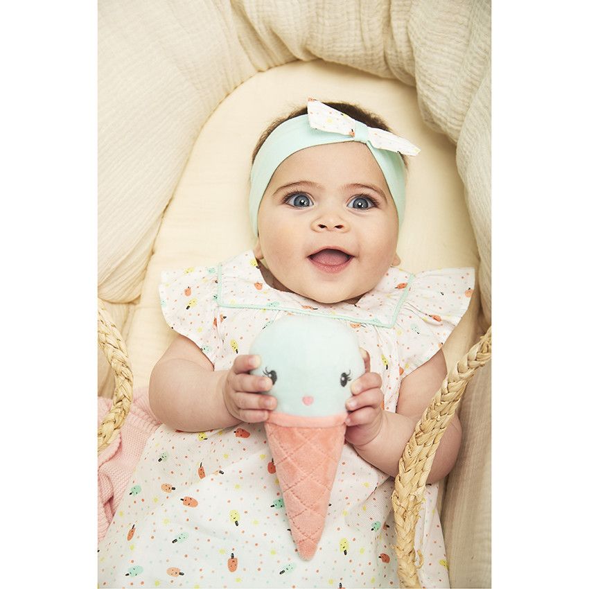 Ensemble tunique imprimé glaces et bloomer pour bébé fille - Blanc