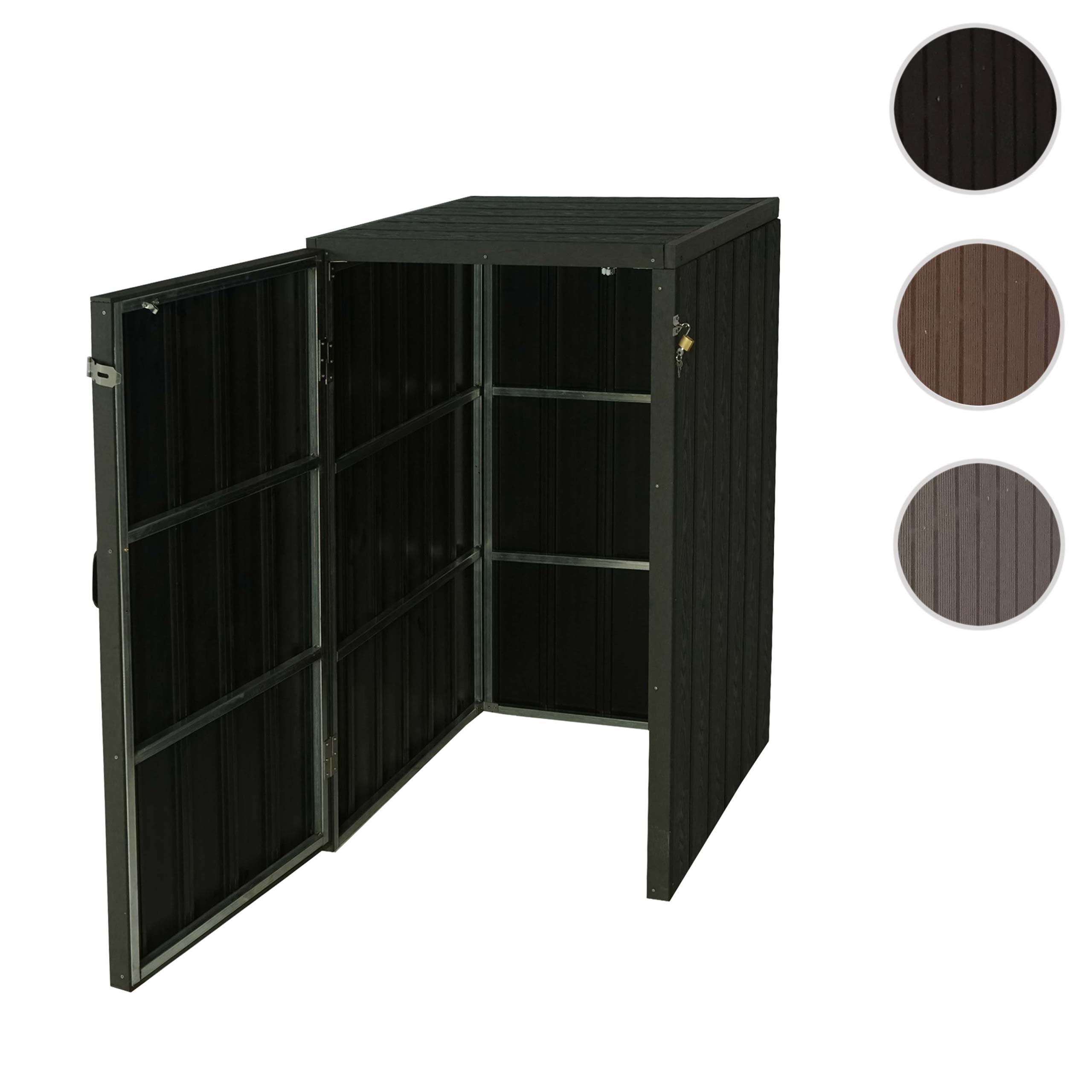 XL 1er-/2er-WPC-Mülltonnenverkleidung MCW-J28, Premium Mülltonnenbox, Metall Holzoptik, erweiterbar ~ anthrazit