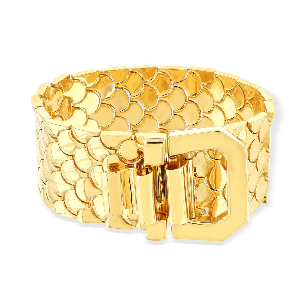 Bracelet maille plaqué or jaune écailles 18cm