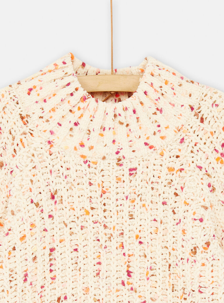 Pull écru à motif plumeti coloré