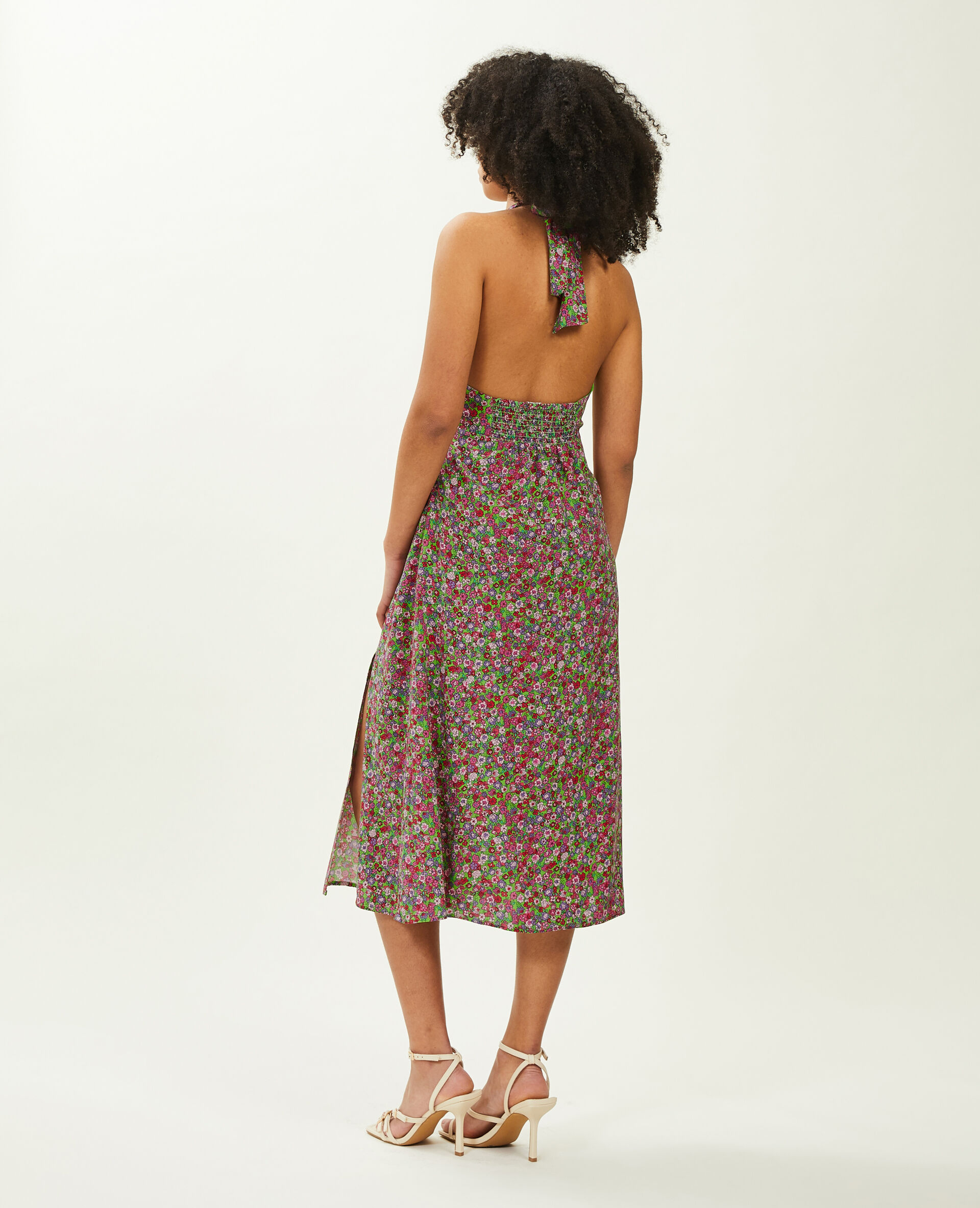 Robe midi dos-nu - Vert kaki