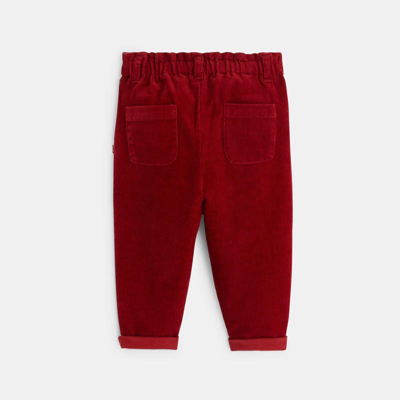 Pantalon paperbag velours côtelé rouge bébé fille Rouge