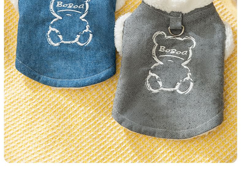 Cissilli - Fleecegevoerde denim top met berenprint