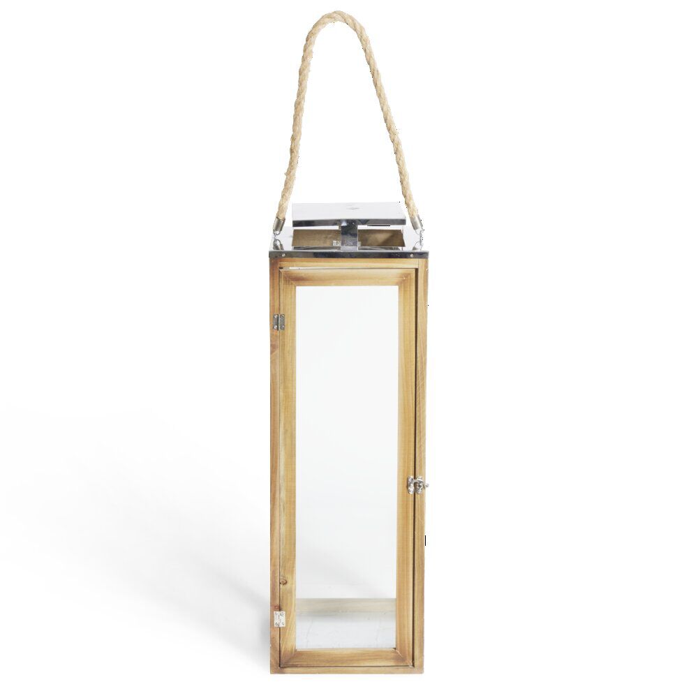 Lanterne bois et verre 23,5x23,5xH70cm