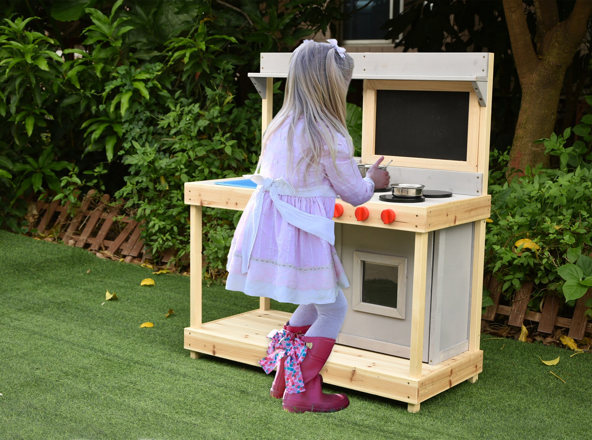 Coemo Spielküche Noah Outdoor Matschküche mit Kreidetafel
