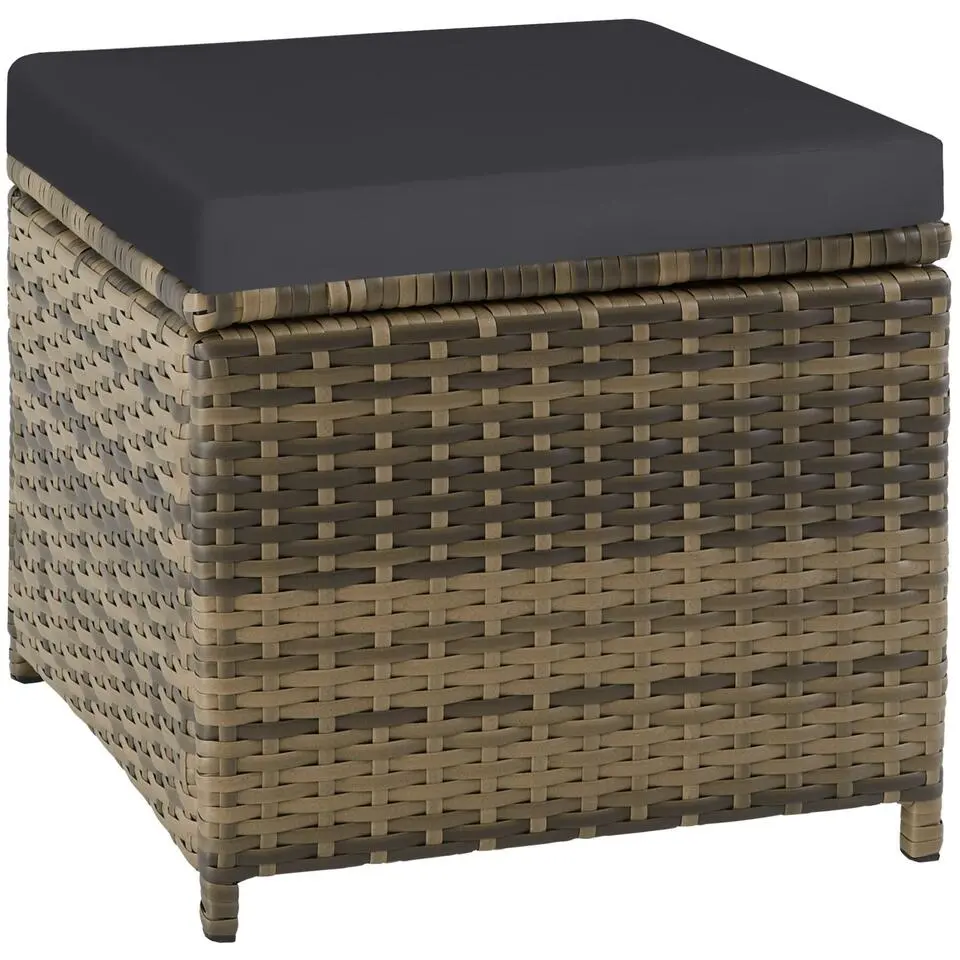 tectake - loungeset - wicker - natuurkleur / donkergrijs