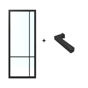 Lundia binnendeur Lumen En 1C04 blank glas zwart gegrondverfd opdek rechts 93 x 231,5 cm inclusief deurbeslag Tord