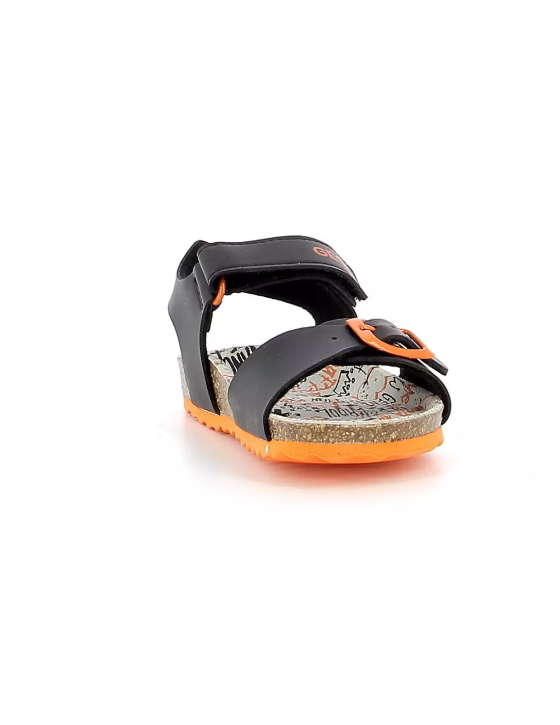 GEOX GHITA - Sandales & nu-pieds BLACK/ORANGE