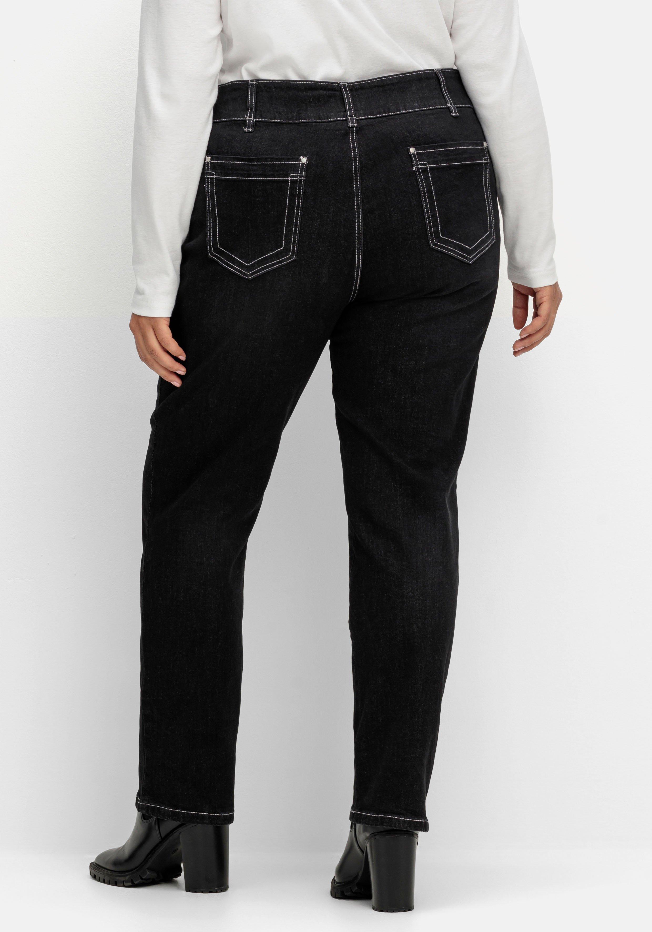 Gerade Jeans mit breitem 2-Knopf-Bund