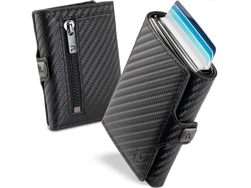 Puristo Portemonnaie KLIK Zip Slim Carbon Kompaktportemonnaie mit Münzfach