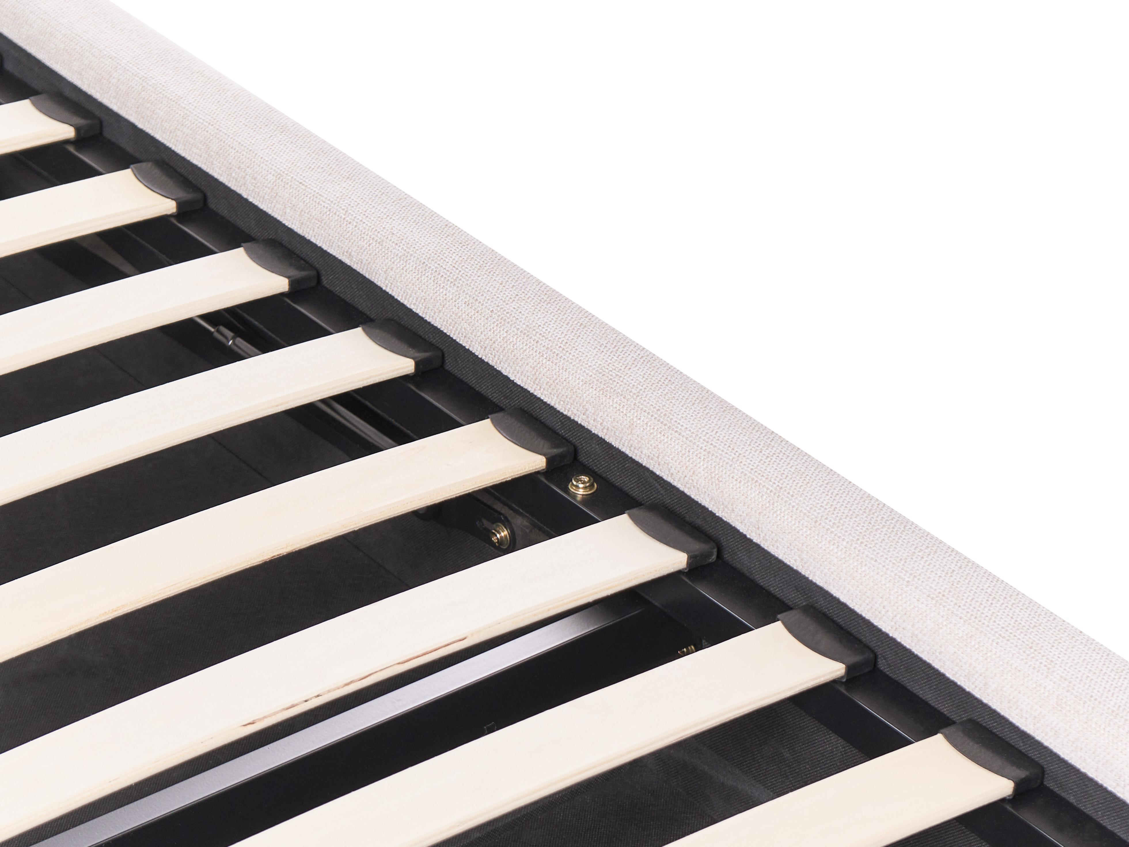Bed met opbergruimte Stof MOUZON 140 x 200 cm Lichtbeige