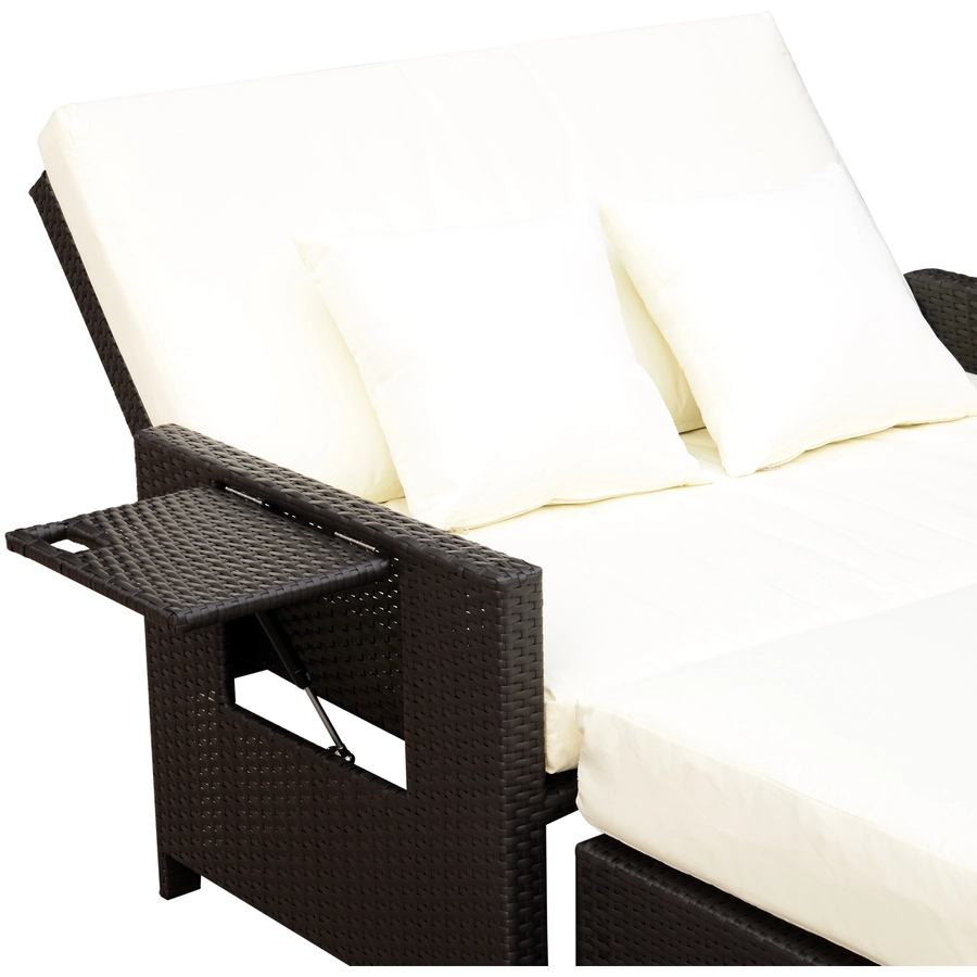 Outsunny Polyrattan Lounge-Sofa mit Kissen dunkelbraun
