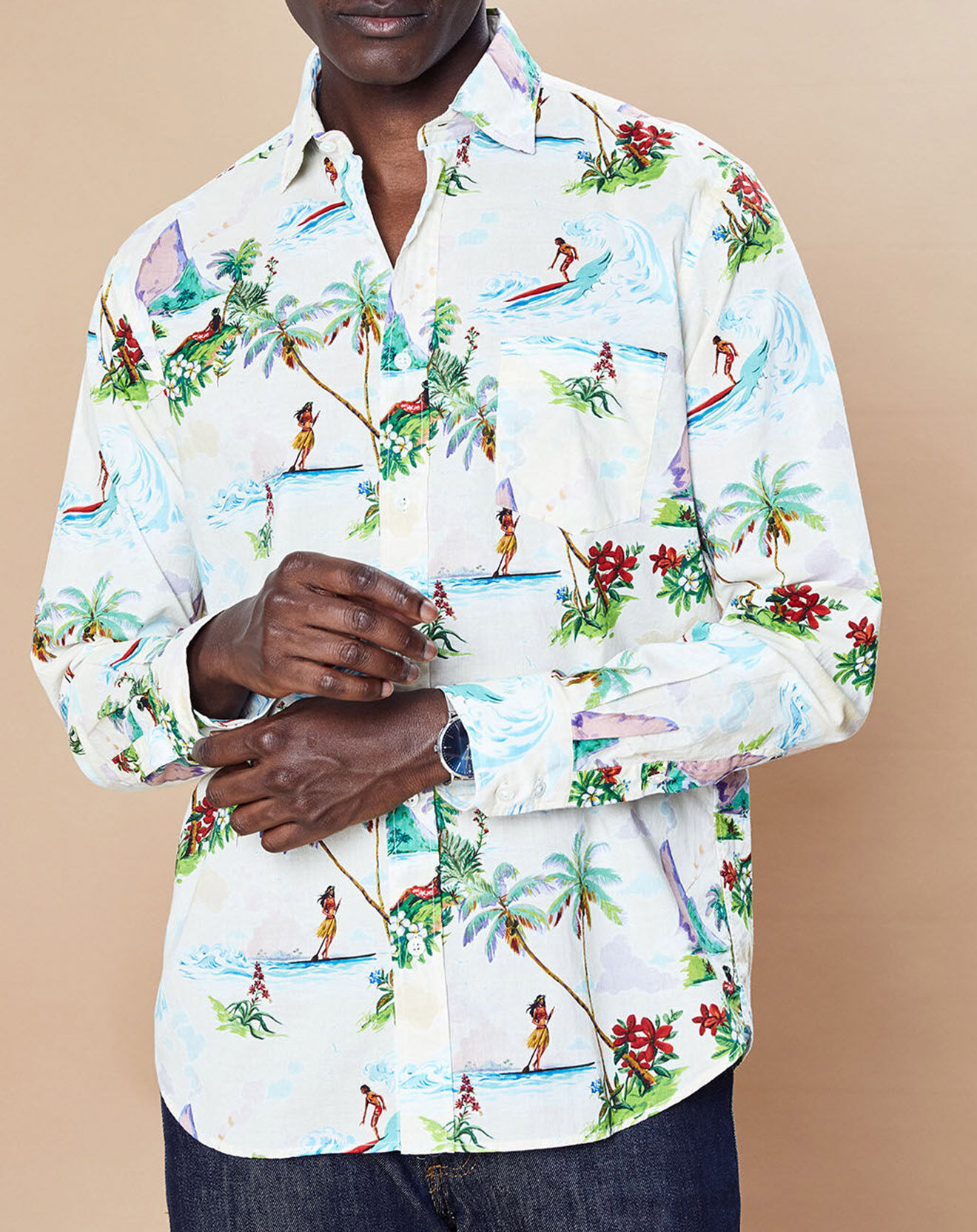 Hartford Chemise regular Paul toucan blanc/multicolore