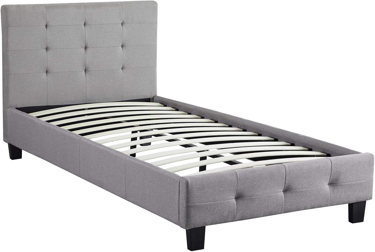 CARO-Möbel Polsterbett Ohio Bettgestell 90 x 200 cm Einzelbett Designbett inklusive Lattenrost Textilbezug in grau