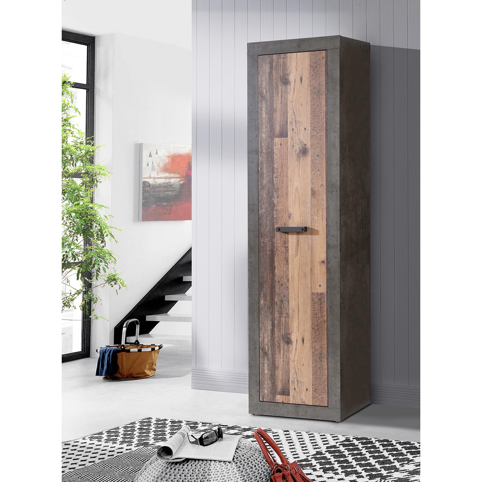 Garderobenschrank - Old Wood Vintage - Beton-Optik