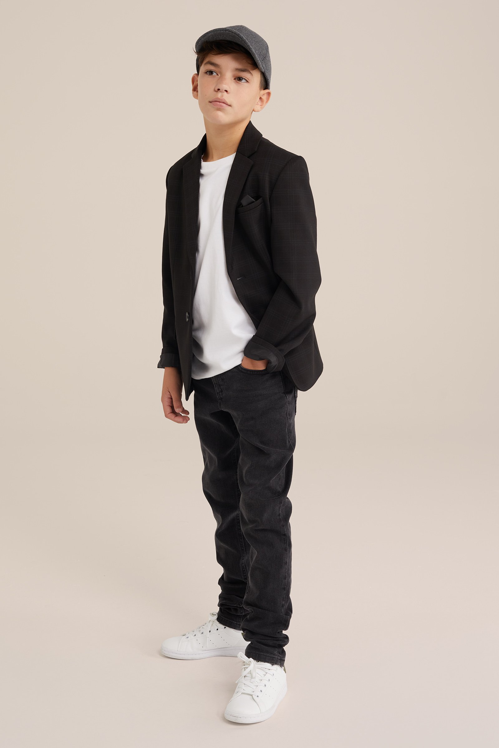 Jongens geruite blazer WE Fashion Zwart