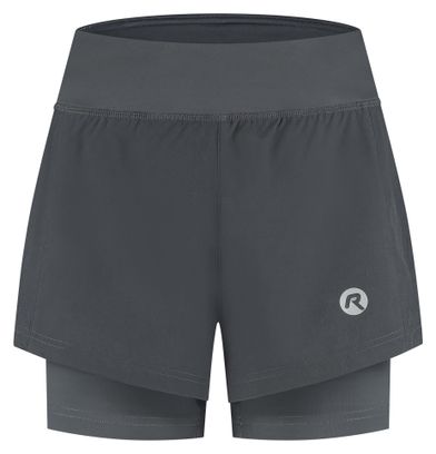 Short 2-en-1 De Running Rogelli Essential Gris Femme