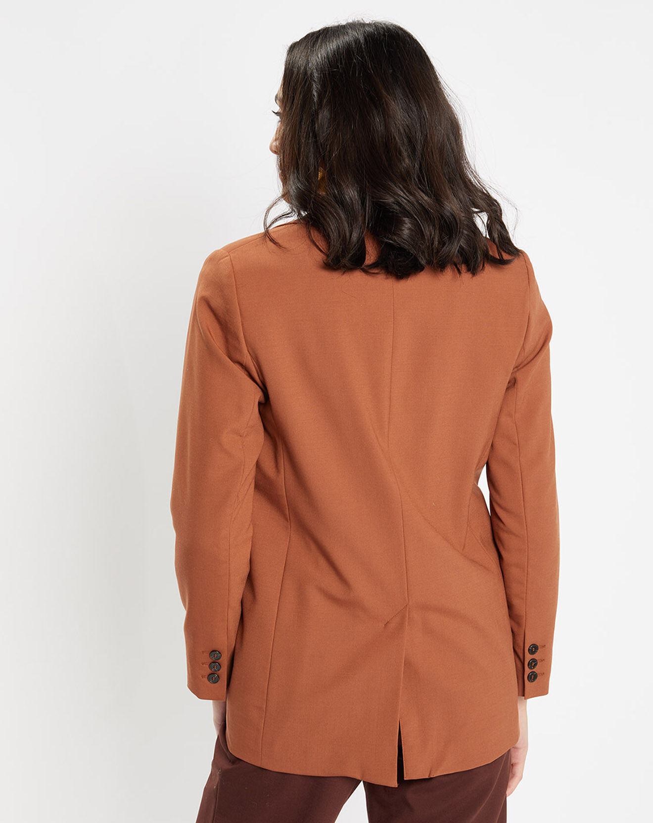 Galeries Lafayette Blazer croisé en Laine mélangée Celeste marron