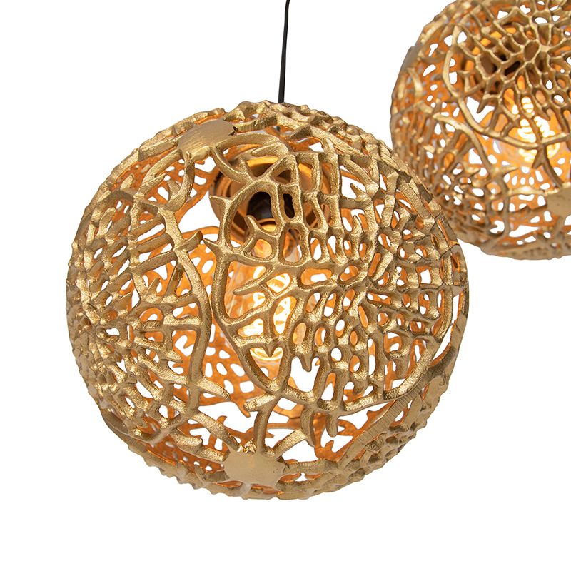 Art deco hanglamp goud rond 3-lichts - Maro