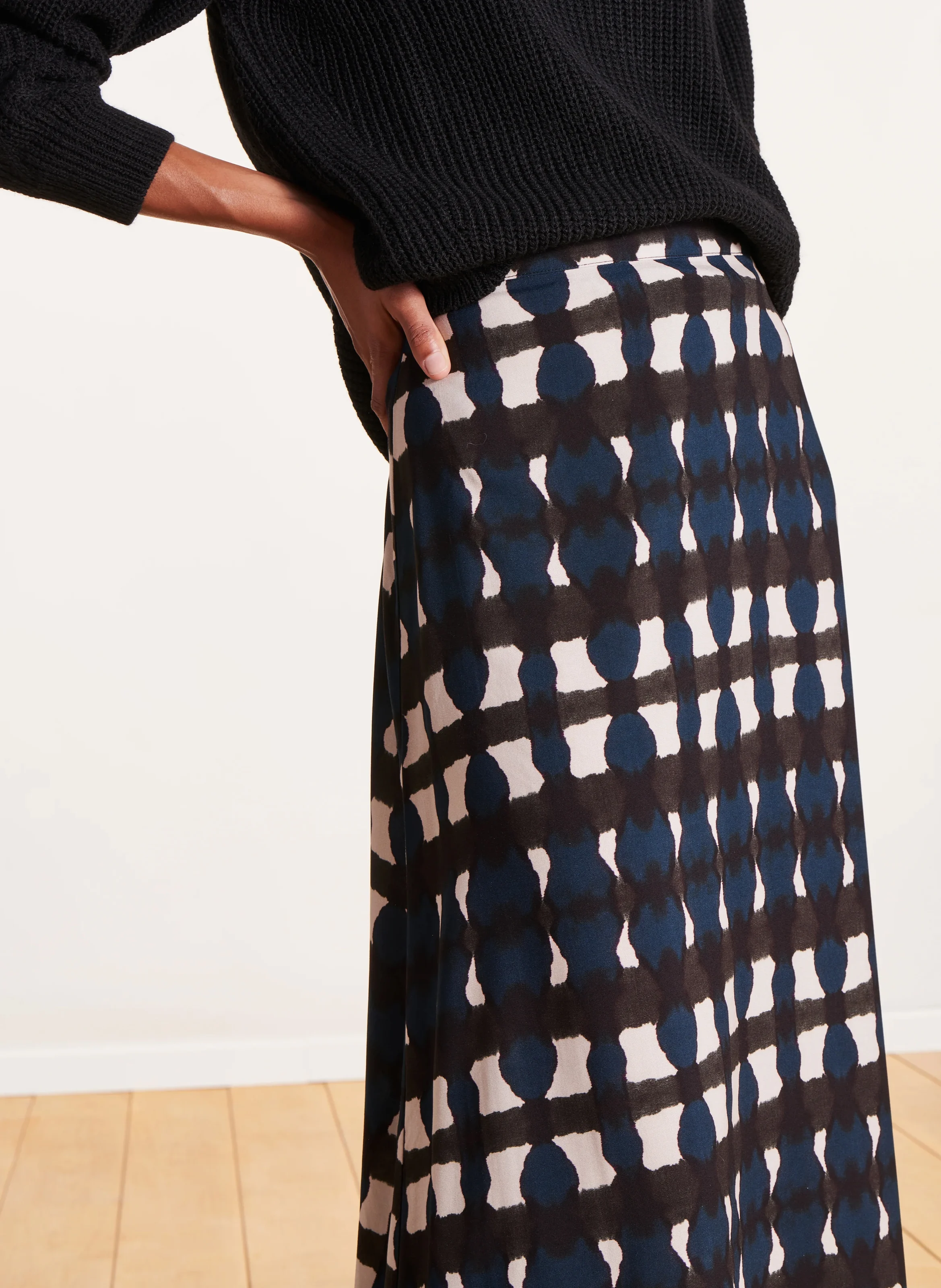 Jupe midi imprimée | Bleu