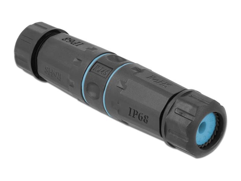 Delock Kupplung RJ-45, Cat.6A, blau, Wasserfest 1 Stück Delock Kabelverbinder RJ45 Buchse zu RJ45 Buchse Cat.6A wasserfest