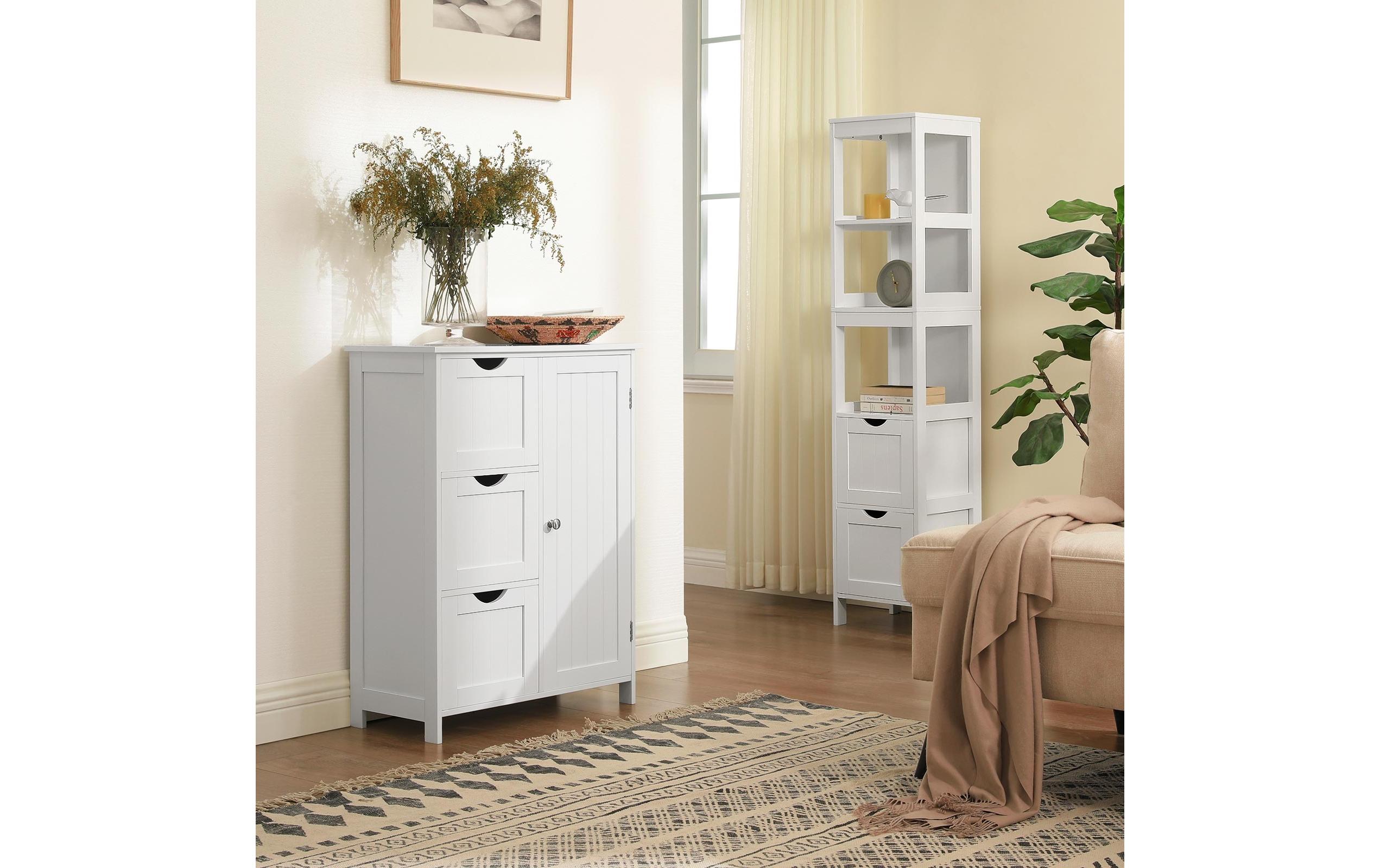 Kommode mit 3 Schubladen 60 x 81 cm, WeissModerner Schrank aus Holz