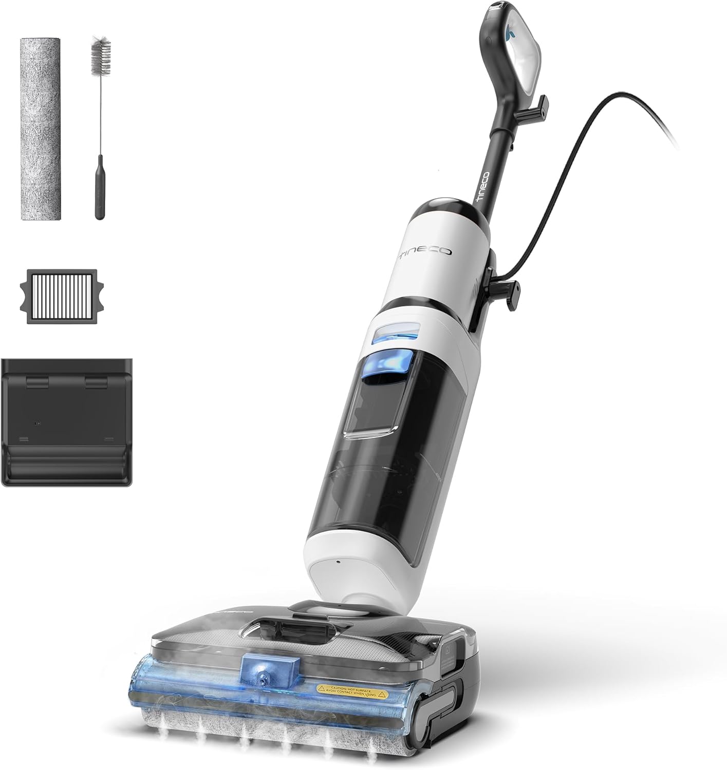 Tineco FLOOR ONE S6 Stretch Steam Nass Trockensauger, 160 °C Tineco BoostSteam, Anti-Verwicklungs-Design, FlashDry Selbstreinigung, Dampfreiniger mit Kabel für eingetrocknete Flecken und Fugen