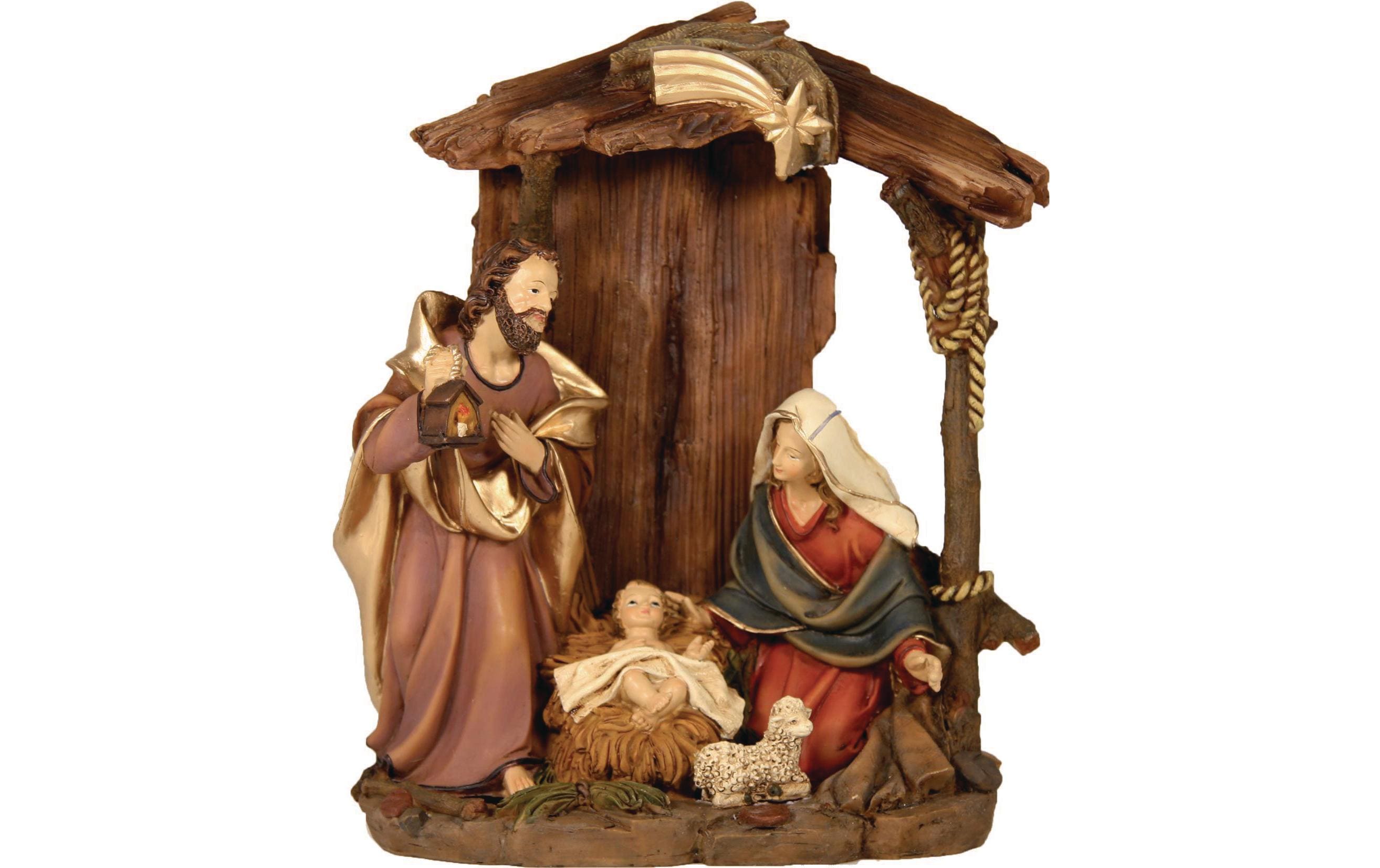 Krippe Traditional Heilige Familie mit StallWeihnachtskrippe