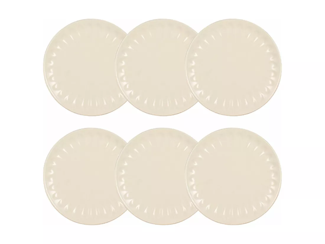 Novastyl - Lot 6 Assiettes Desserts Bistrot 21cm En Faience Creme