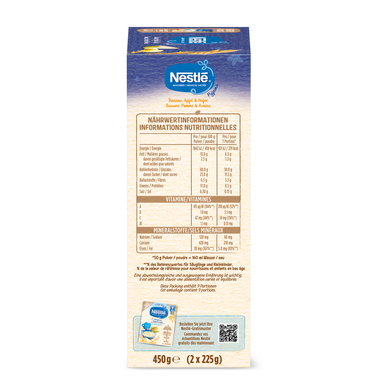 NESTLE Milchbrei Pyjama Plv Banane Apfel & Hafer 6 Monate 450 g