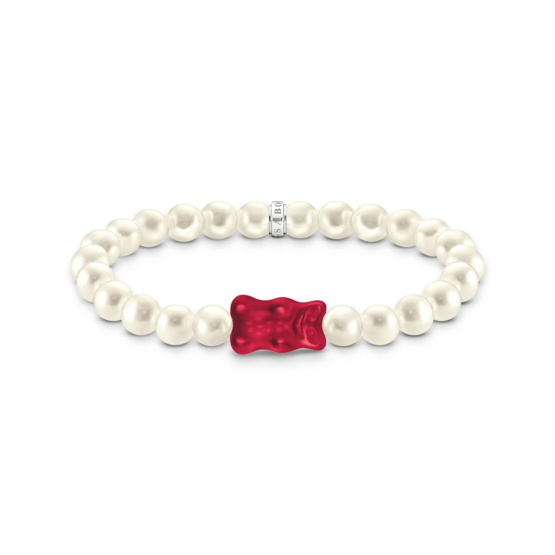 Thomas Sabo x HARIBO Perlenarmband mit rotem Goldbären Silber