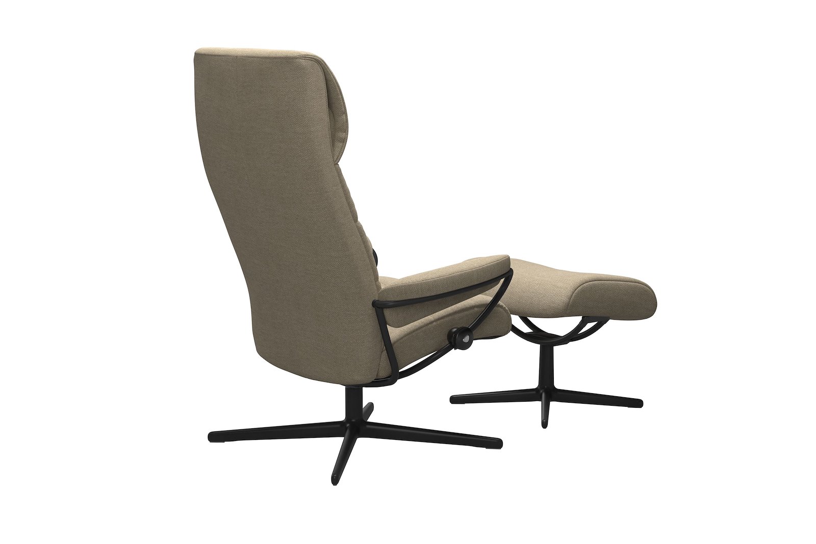 London lenestol m/krakk Tesktil Peony Beige-Cross - Matt Black