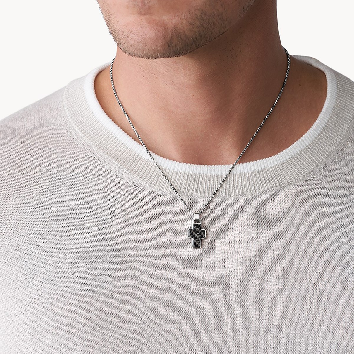 Collier homme Fossil acier