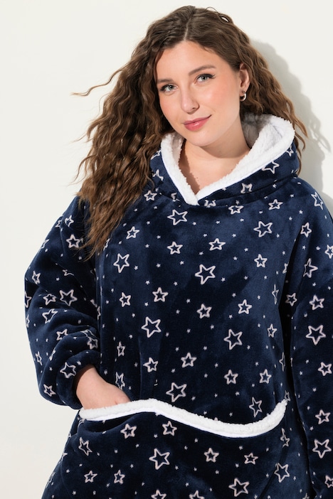 Loungewear-Poncho, Plüsch, Kapuze, Langarm, Tasche