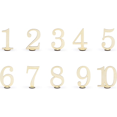 Træ bordnumre 10,5 cm 10-pak